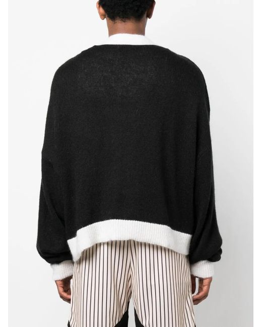 ROUGH Black Logo-Patch Button-Up Cardigan for men