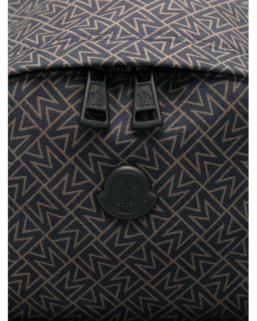Moncler Black Monogram-Print Backpack for men