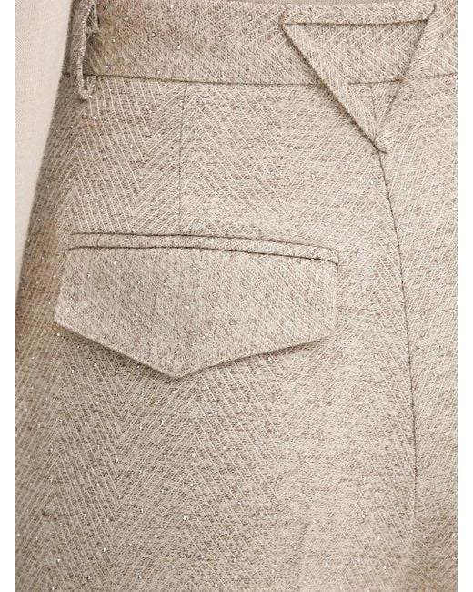 SIMONA CORSELLINI Natural Pleated Herringbone Trousers