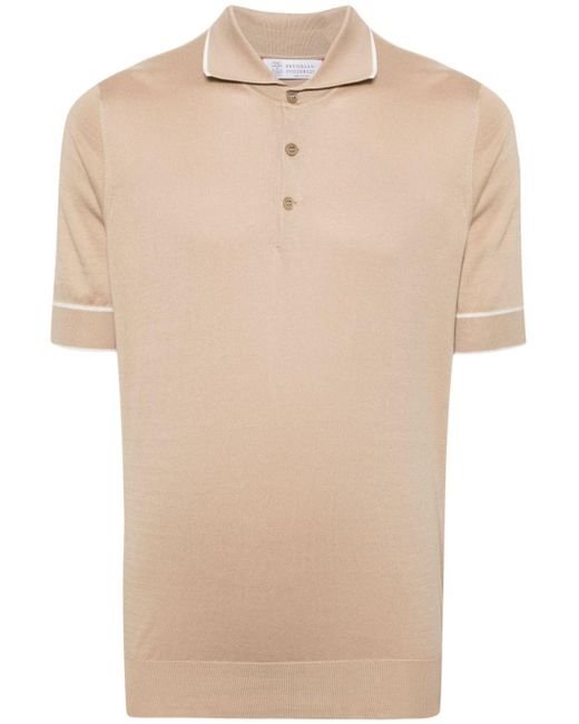 Brunello Cucinelli Natural Cotton Polo Shirt for men