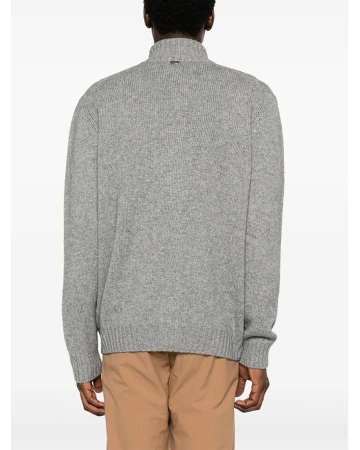 Herno Gray Cable-Knit Cardigan for men