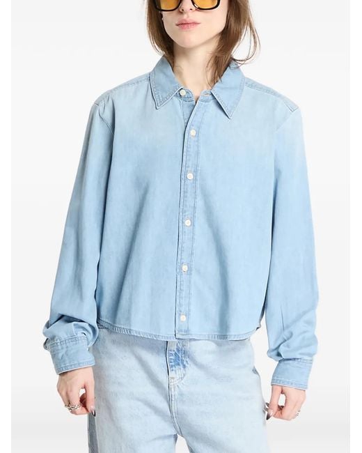 Calvin Klein Cropped Blouse in het Blue