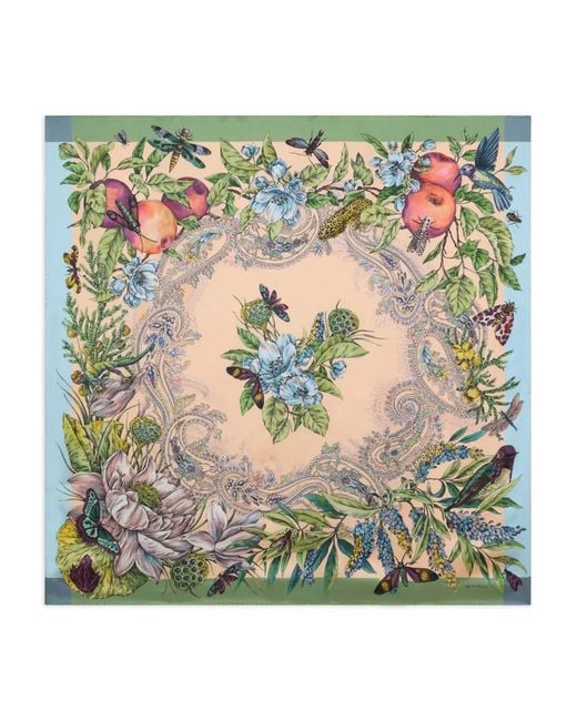 Etro Green Floral Silk Scarf