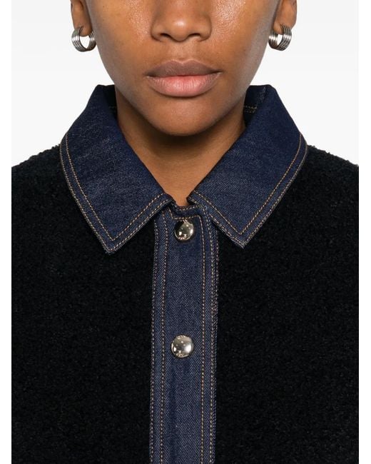 Maje Black Bouclé And Denim Jacket
