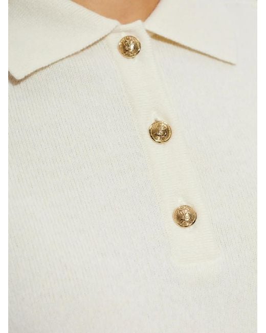 Balmain White Short-Sleeve Wool Polo Shirt