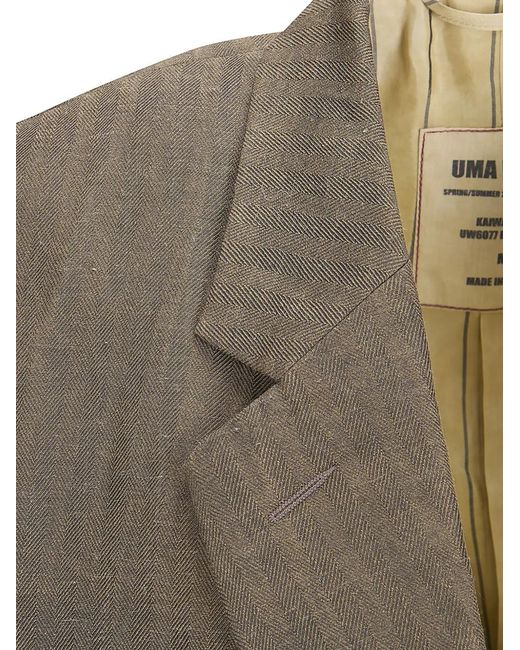 Uma Wang Brown Kaiwan Herringbone Jacket