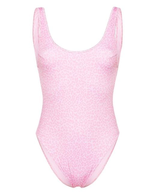 Mc2 Saint Barth Pink Althea Leopard-print Swimsuit