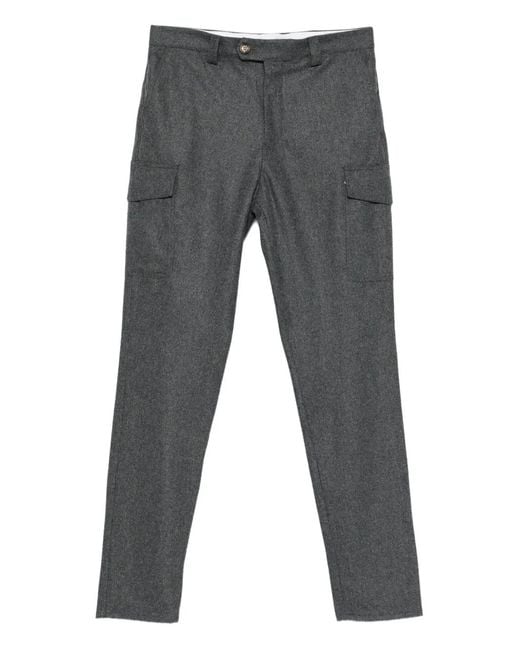 Brunello Cucinelli Gray Cargo-Pocket Trousers for men