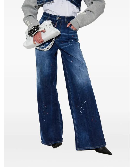 DSquared² Blue Whiskering-Effect Jeans