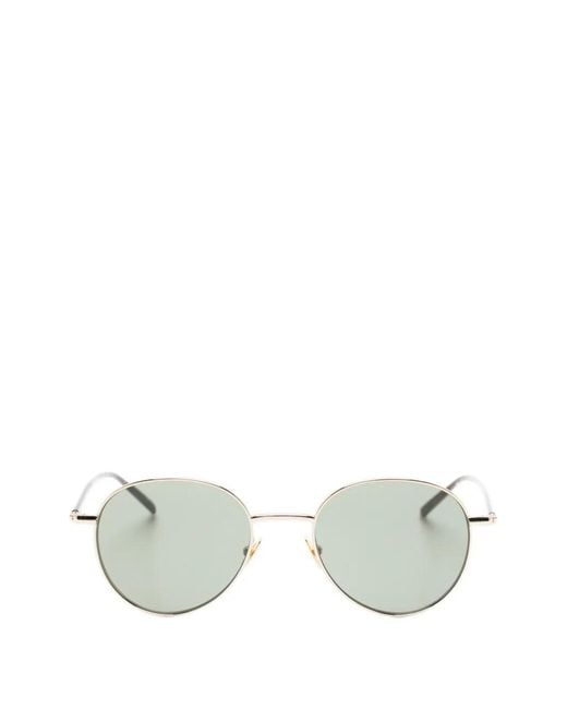 Saint Laurent White Round-Frame Sunglasses