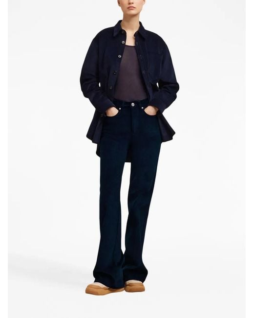 AMI Blue Flared Corduroy Trousers