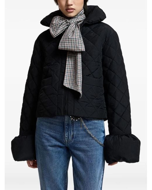Essentiel Antwerp Black Zip-Up Quilted Jacket