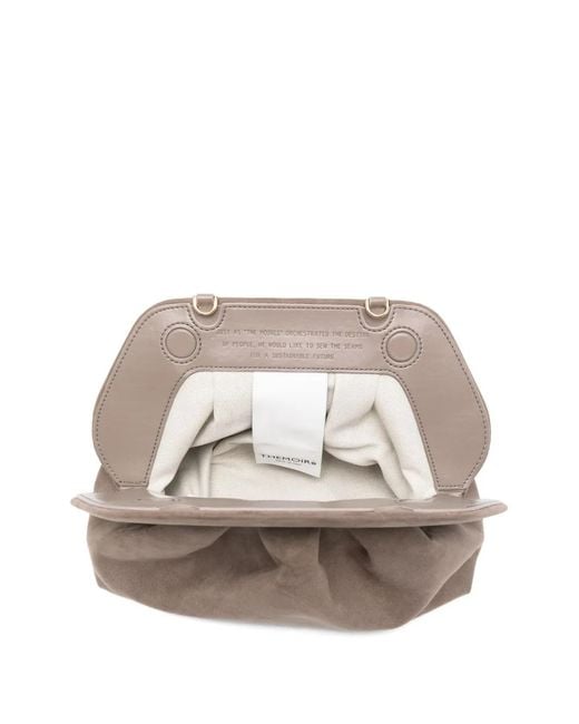 THEMOIRÈ Brown Tia Ruched Clutch Bag