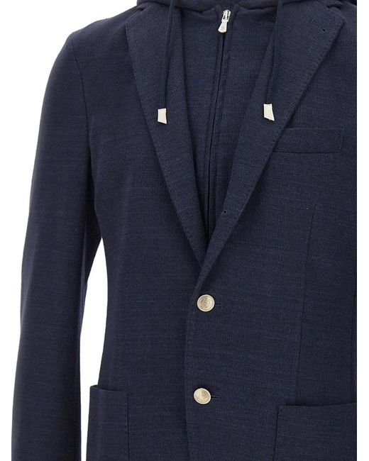 Eleventy Blue Hooded Blazer for men