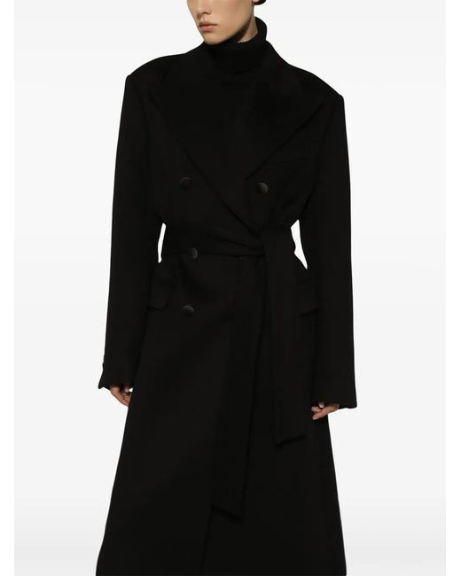 Dolce & Gabbana Black Cashmere Belted Coat