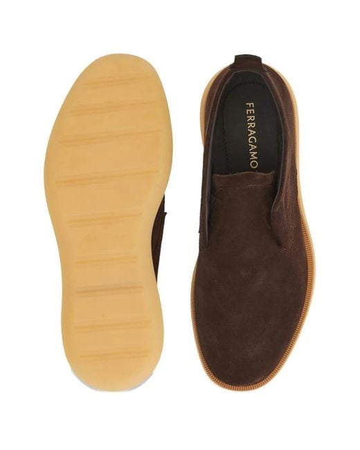 Ferragamo Brown Slip-On Desert Boots for men