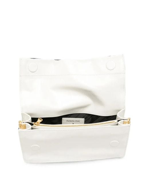 Patrizia Pepe White Logo-Plaque Clutch Bag