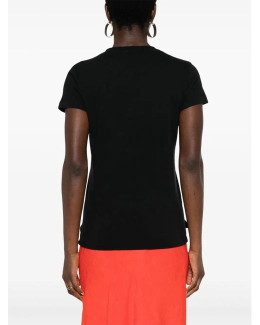 Auralee Black Short-Sleeve Cotton T-Shirt