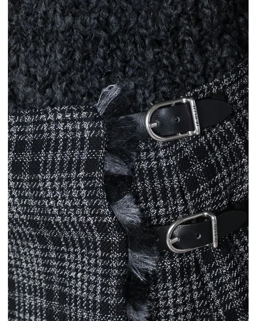 DURAZZI MILANO Black Pleated Check Mini Skirt