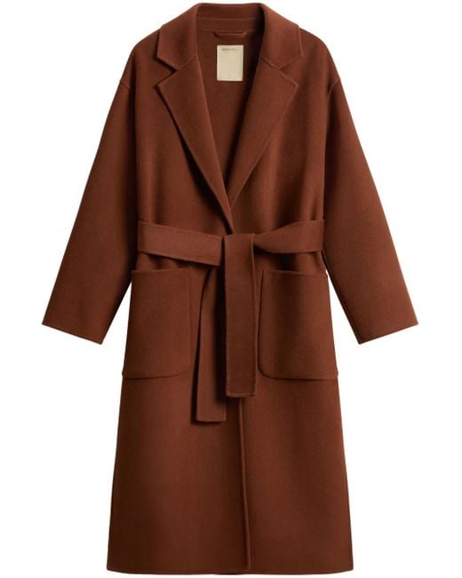 Woolrich Brown Belted Wool Coat