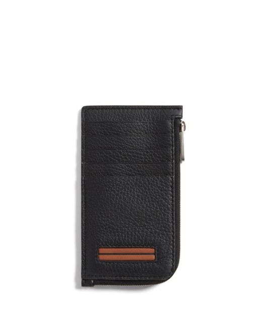 Zegna Black Stripe-embellished Leather Wallet for men