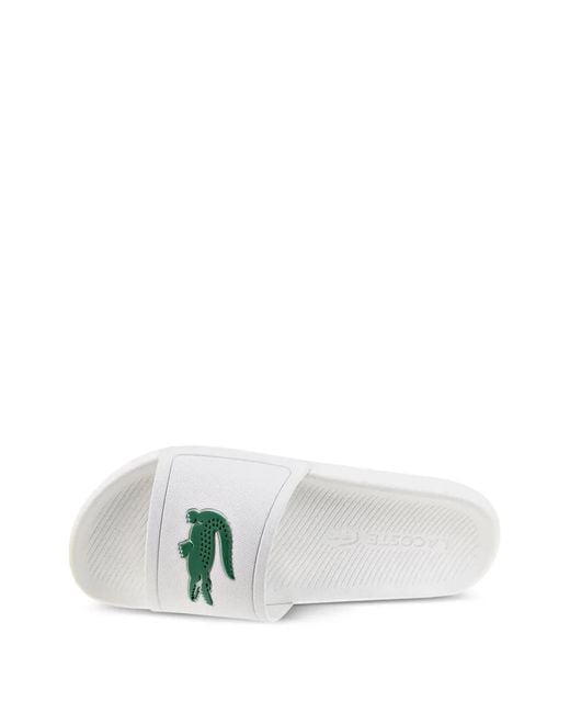 Lacoste White Croco Slides for men