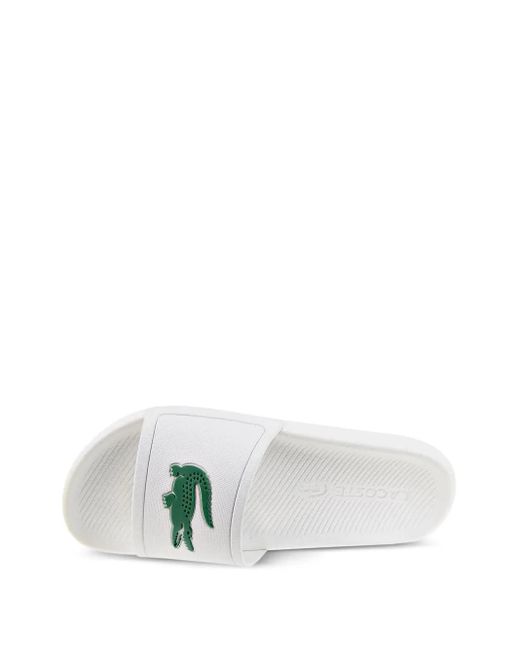 Lacoste White Croco Slides for men