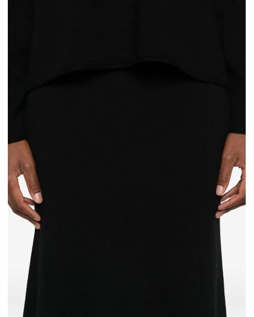 Drykorn Black Ribbed Flared Midi Skirt