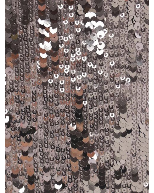 Elie Saab Gray Sequin Scoop-Neck Top