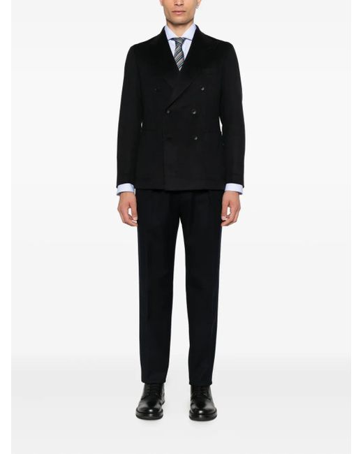 Tagliatore Black Double-Breasted Jacket for men