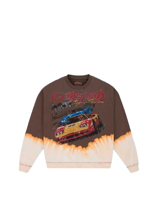 Godspeed Brown Bleached-Effect Graphic-Print Sweatshirt for men
