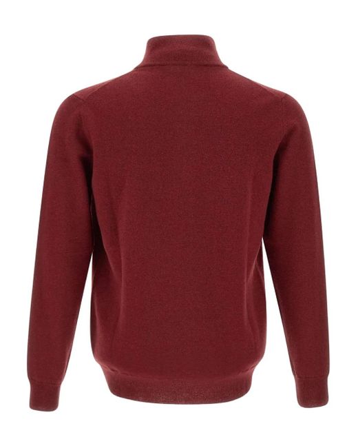 Kangra Red Half-Zip High-Neck Sweater for men