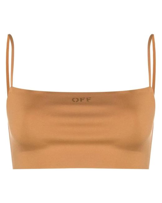 Off-White c/o Virgil Abloh Brown Logo-Print Cropped Vest