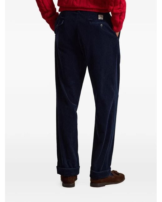 Polo Ralph Lauren Blue Whitman Pleated Corduroy Trousers for men