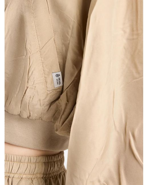Prada Natural Cropped Old-Silk Bomber Jacket