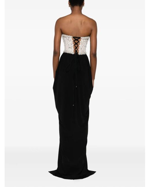 Nissa Black Crystal-Embellished Corset Gown