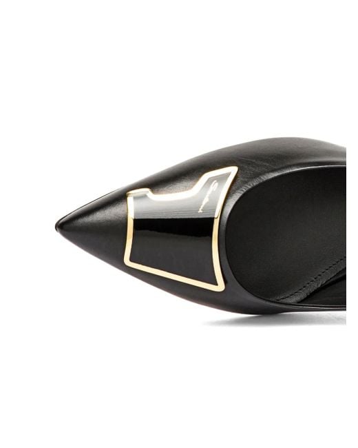 Santoni Black 90Mm Sibille Leather Pumps