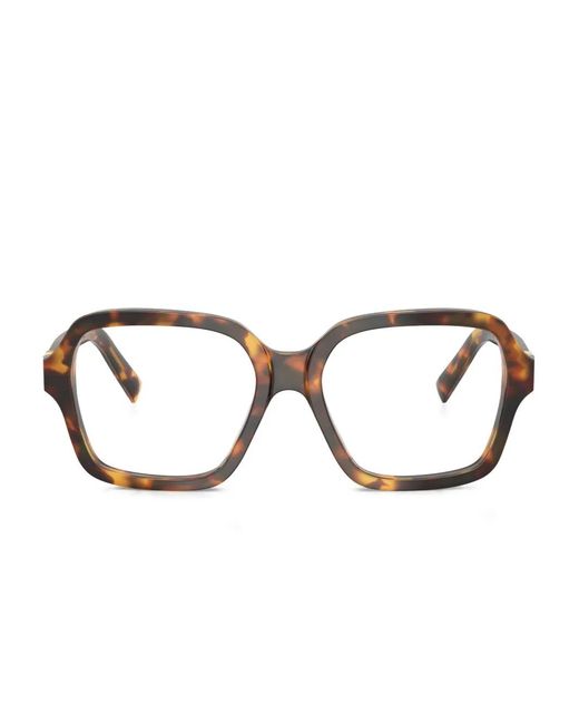 Miu Miu Brown Tortoiseshell-Pattern Square-Frame Glasses