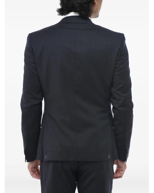 Corneliani Blue Jacquard Flap-Pockets Two-Piece Suit for men