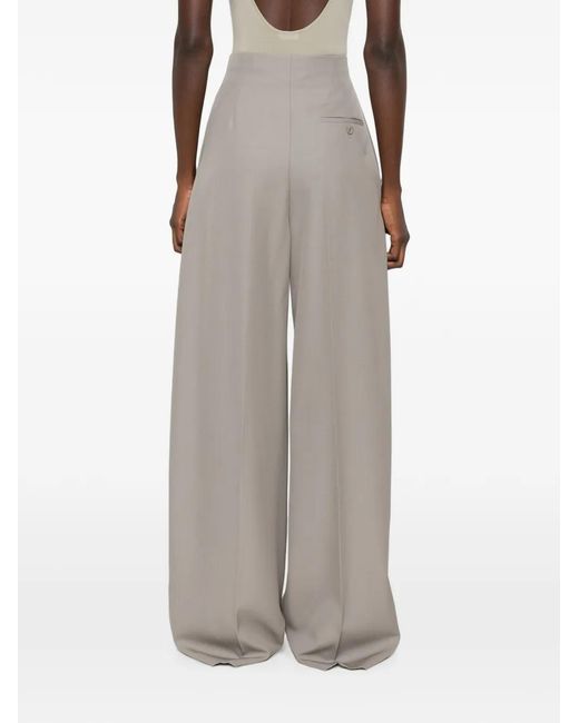 Mugler Gray Pleated Wide-Leg Trousers