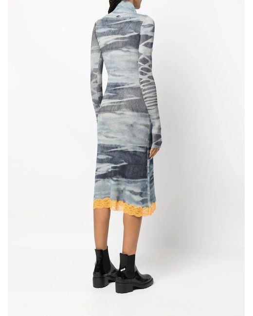 DIESEL Blue Tie-Dye Ribbed-Knit Dress