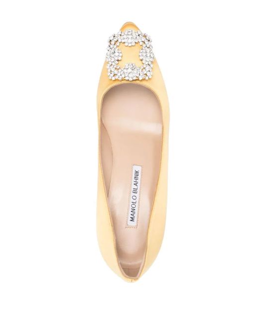 Escarpins Hangisi 70 Mm À Boucle Ornée De Cristal Manolo Blahnik en coloris Natural