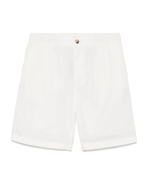 Altea White Elasticated-Waistband Shorts for men