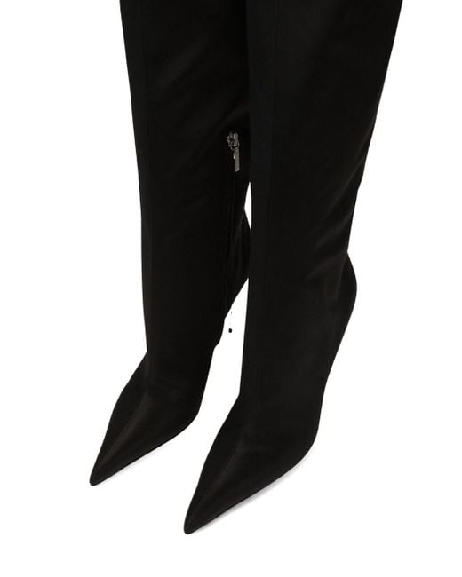 Dolce & Gabbana Black Stiefel Aus Satin