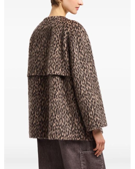 Emporio Armani Brown Wool Double-Breasted Coat