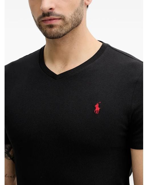 Polo Ralph Lauren Black V-Neck Logo T-Shirt for men