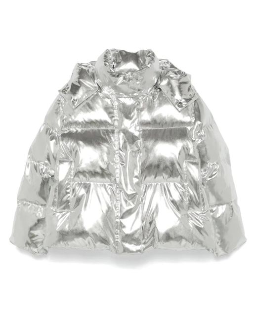 Maje Gray Metallic Puffer Jacket