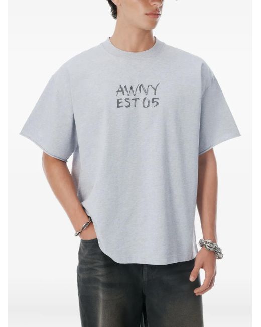 Alexander Wang Gray T-Shirt mit Logo-Print