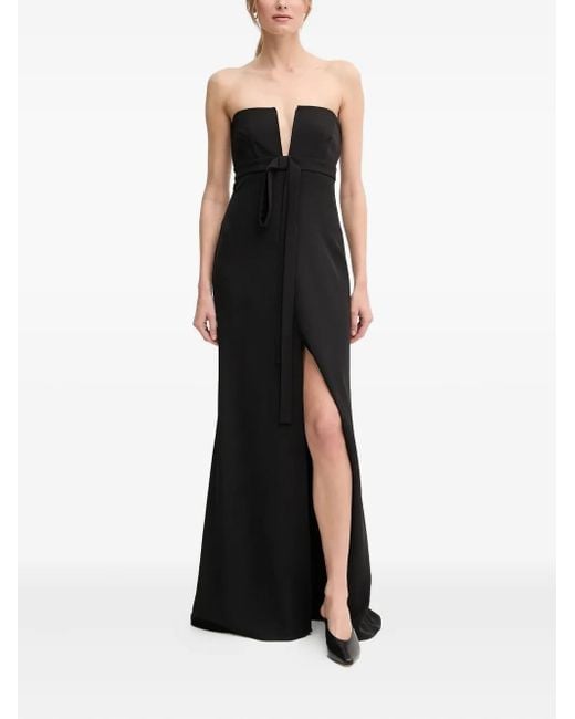 Sandro Ferrone Black Tie-Front Strapless Maxi Dress