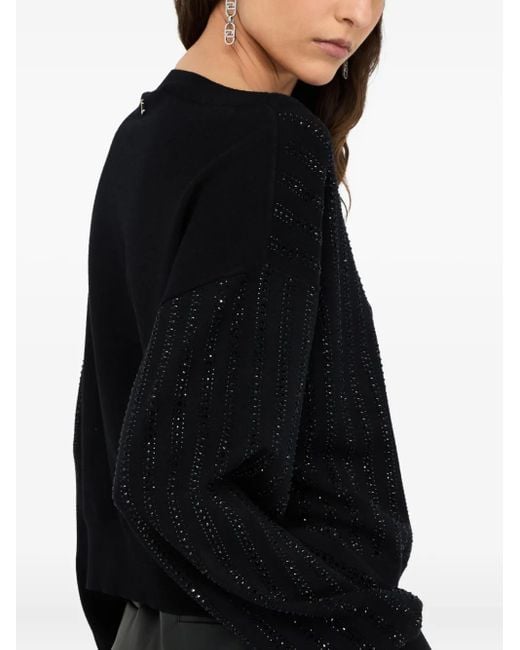 Liu Jo Black Cropped Sweater With Wide Neckline And Voluminous